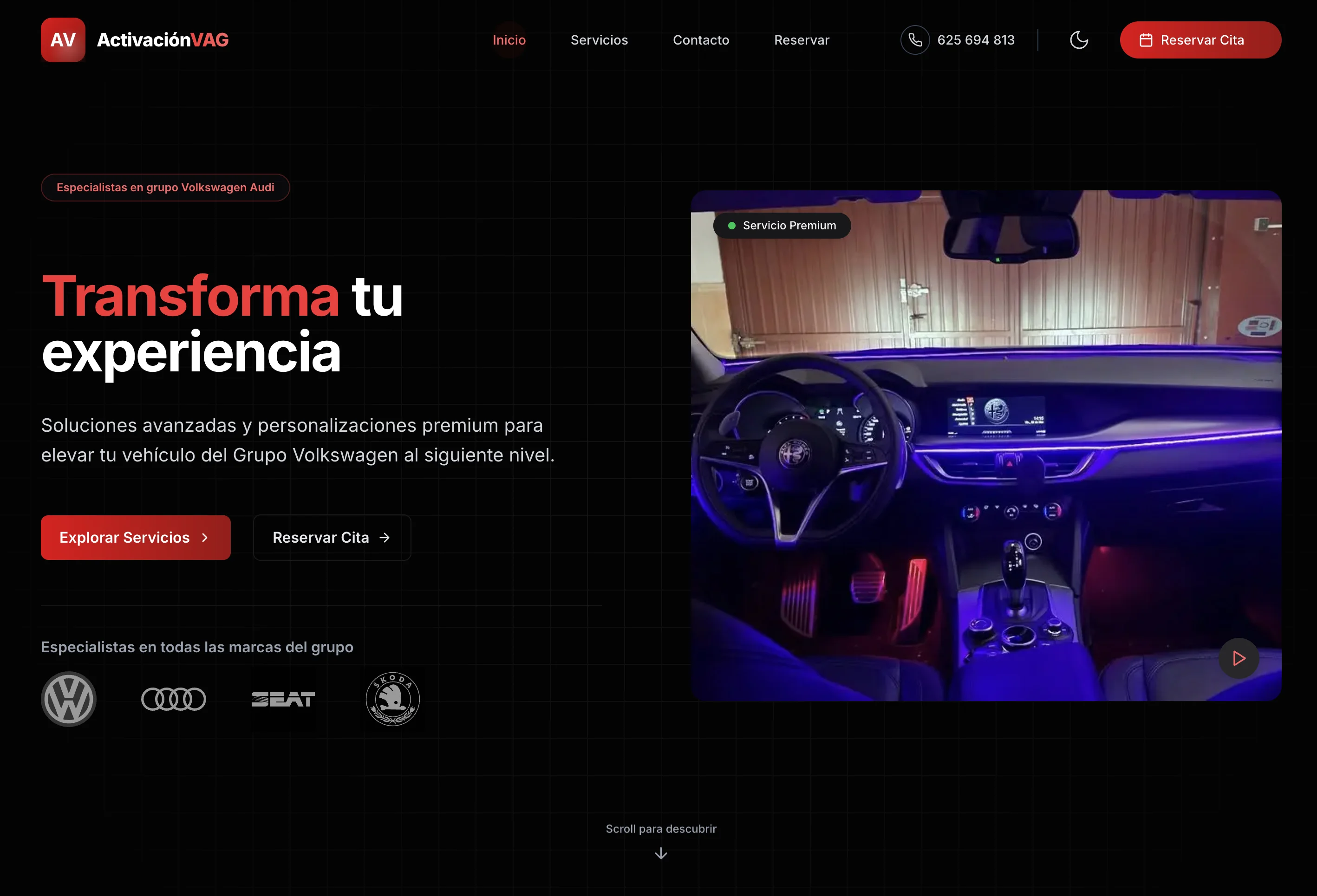 Web Corporativa y Reservas para Activación VAG (Demo)